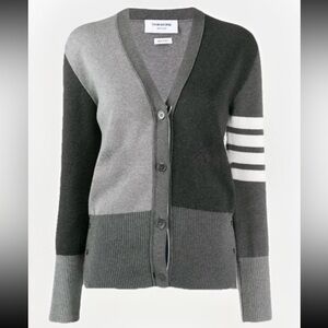 Thom Browne Funmix 4-Bar v-neck Wool Cardigan Sweater Size 2 $1420 *Read